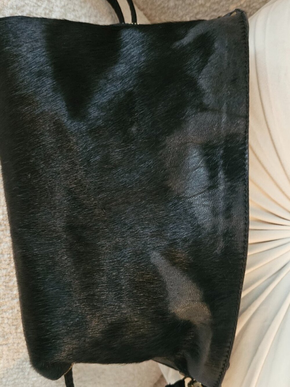 Simons leather and fur handbag